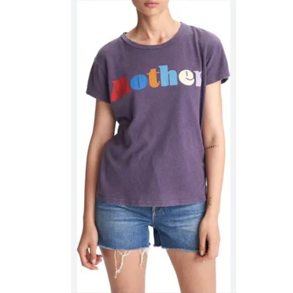 Mother Denim The Sinful Nun Other Thick Thin Rainbow Tee M - Picture 1 of 5